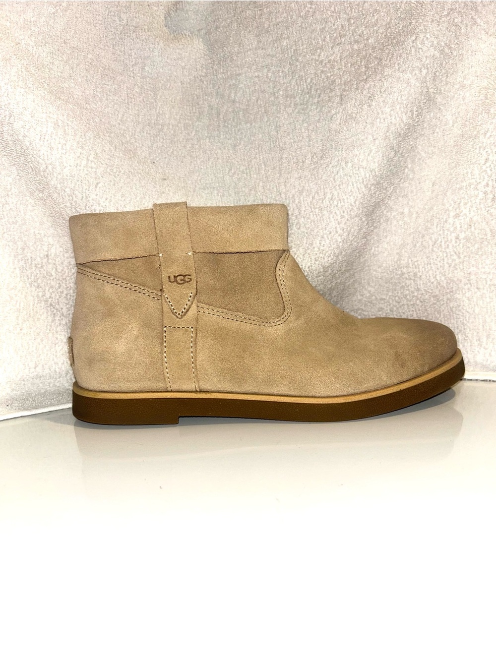 UGG Tan Suede Cuff Ankle Boot with Side Zip